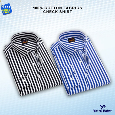 2 pis combo Full Sleeve Formal Stripe Shirt