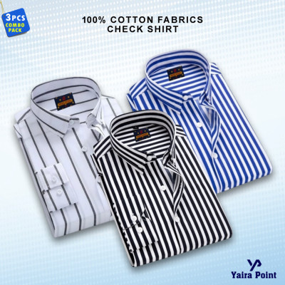 3 pis combo Full Sleeve Formal Stripe Shirt