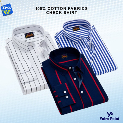 3 pis combo Full Sleeve Formal Stripe Shirt